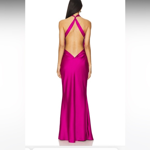 Elegant Halter Maxi Dress in Vibrant Pink - Picture 2 of 5